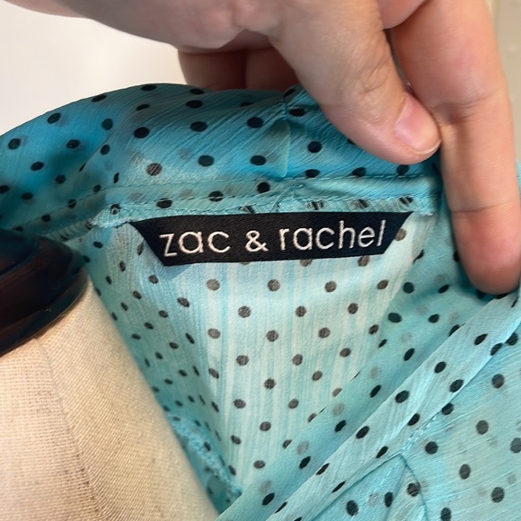 Zac & Rachel Blue with Black Polka Dot 2 Piece Blouse Set Size Small - Picture 5 of 9